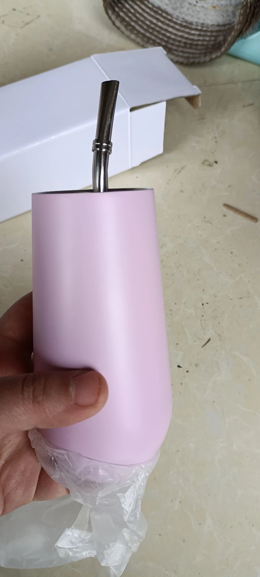 With Steel Straws Wine Cup Champagne Beer 6oz 12oz Termos Tumbler Stemless Rose Gold Stainless Swig Tumbler Insulated Thermos