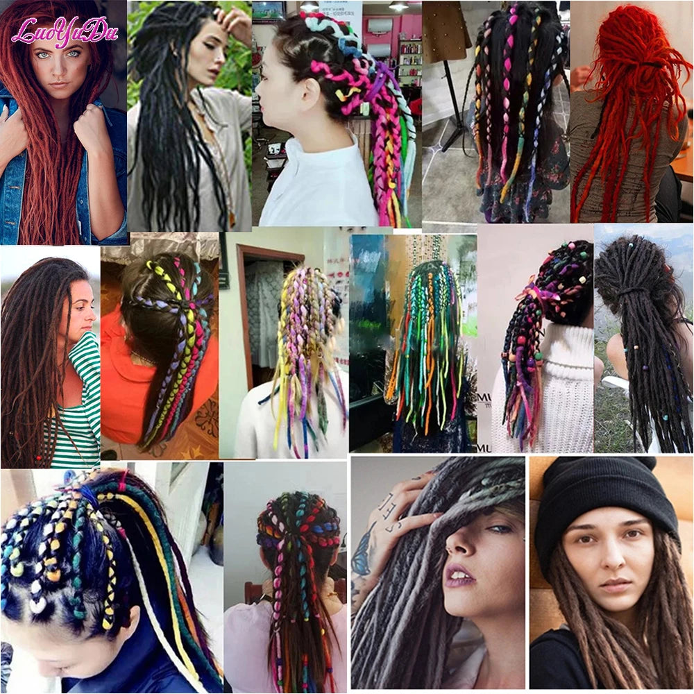 For Hair Double Ends Soft Dreadlocks Hair Extensions Synthetic Braiding Hair For Hip-hop Hair Style Crochet Hair For Women Kids