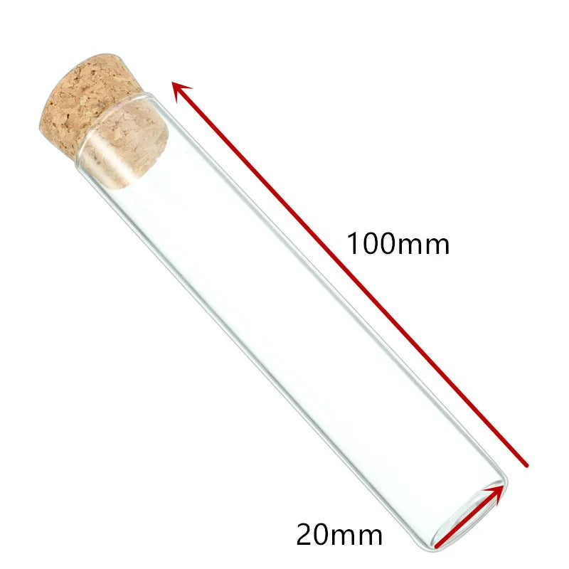 5pcs Length 100mm Multiple specifications Flat bottom Glass Test Tube with cork stoppers for kinds of TESTS Diameter 12mm-40mm