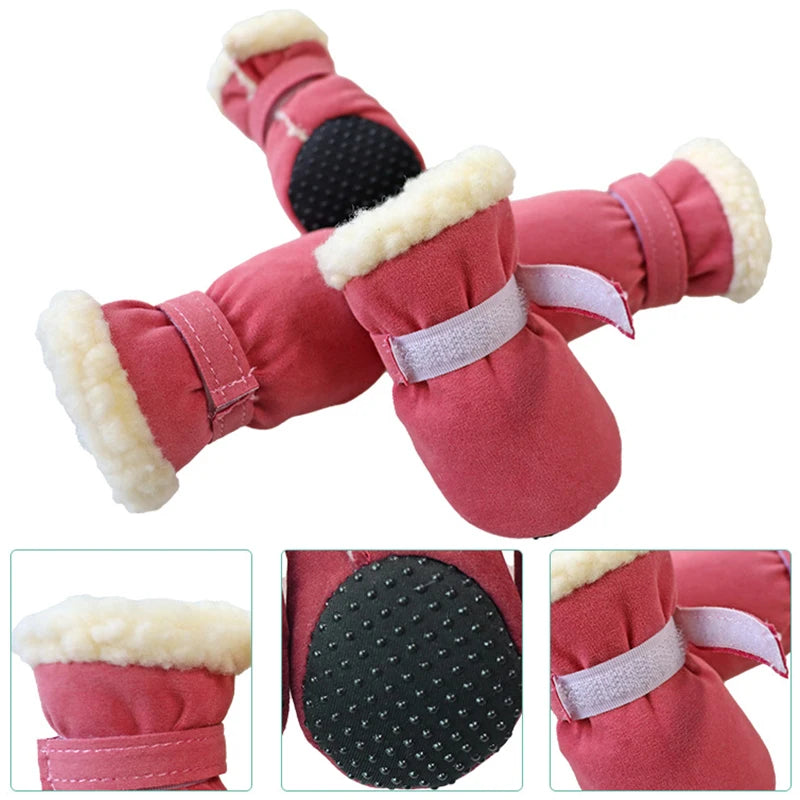 4pcs Pet Anti-slip Rain Snow Boots Footwear Waterproof Winter Dog Boots Socks Autumn Winter Thicken Warm Puppy Dog Socks Booties
