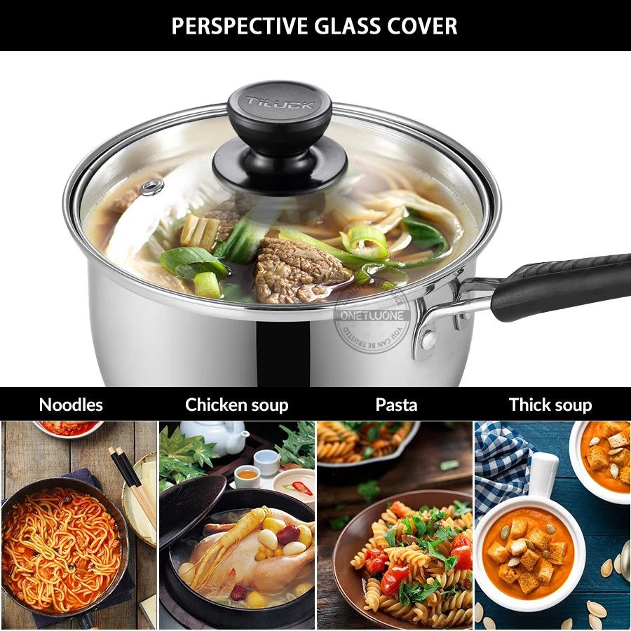 Stainless Steel Soup Pot Baby foods Pot Cookware Non-stick Pan Gas Induction Cooker Milk Pots Kitchen Tools