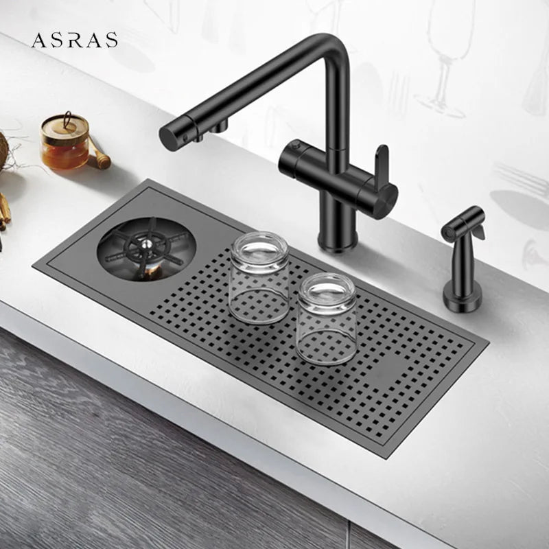 Bar Counter kitchen Nanometer Cup Rinser 304 Stainless Steel Handmade Brushed Cup Washer For Milk Tea Cafe Fast Food Shop