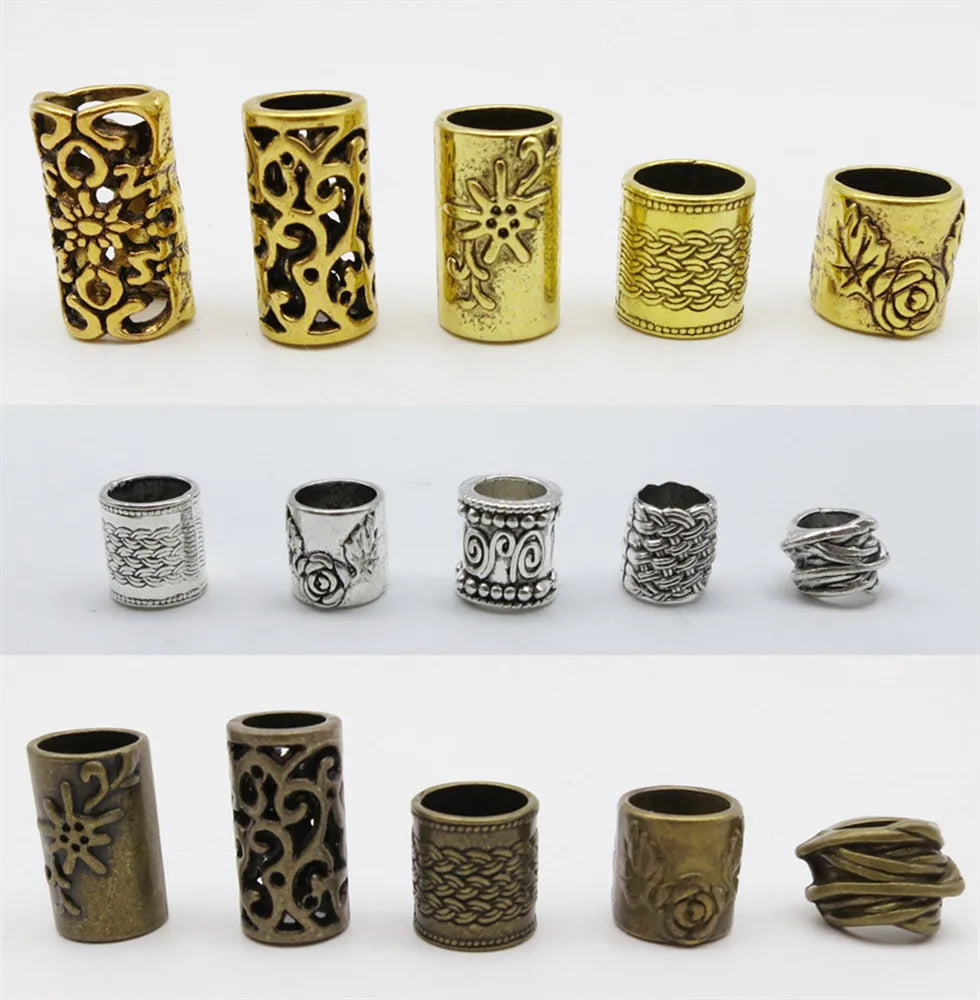 5Pcs/Pack large hole viking hair braid dread beard dreadlock beads rings tube for women men hair Accessories
