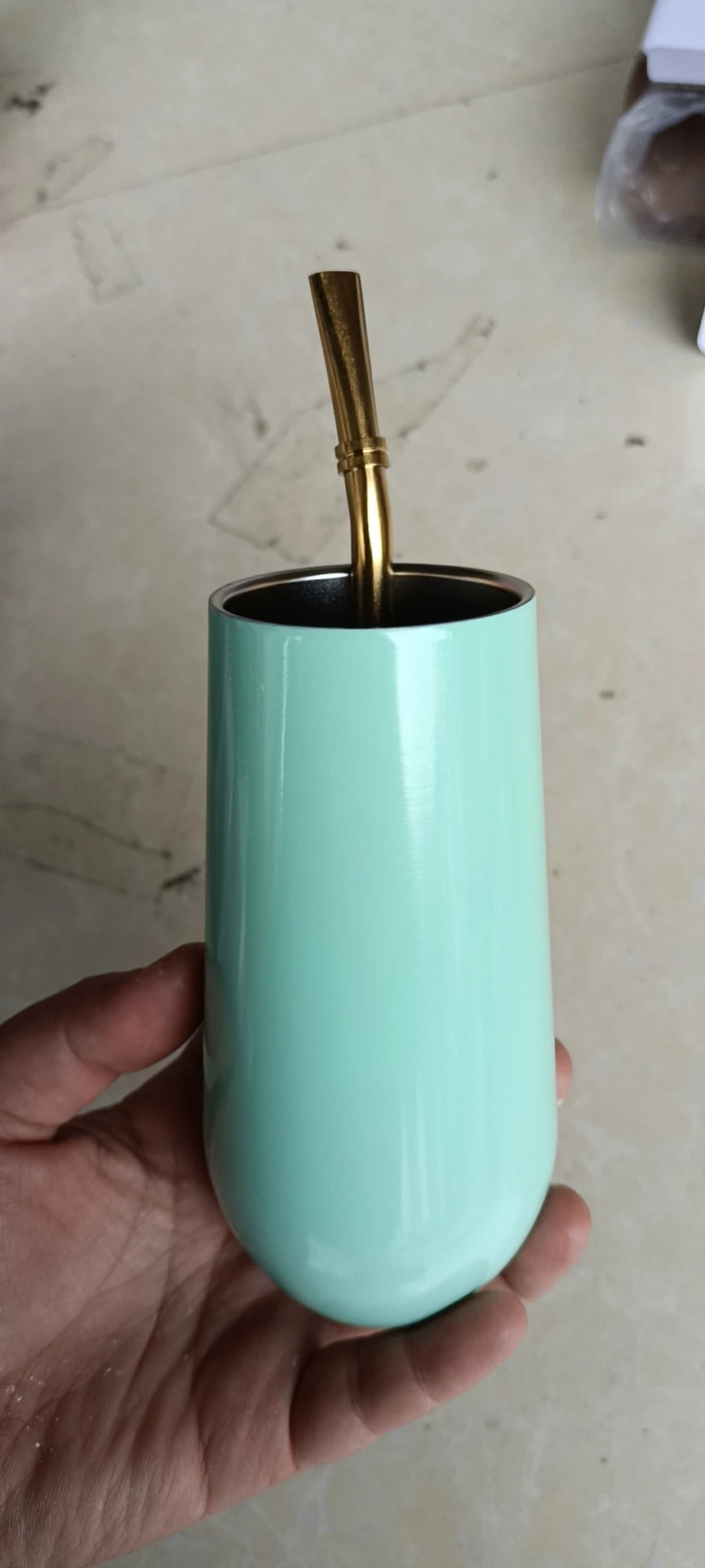 With Steel Straws Wine Cup Champagne Beer 6oz 12oz Termos Tumbler Stemless Rose Gold Stainless Swig Tumbler Insulated Thermos