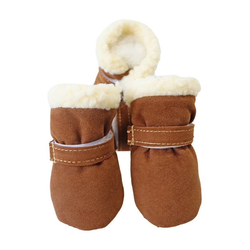 4pcs Pet Anti-slip Rain Snow Boots Footwear Waterproof Winter Dog Boots Socks Autumn Winter Thicken Warm Puppy Dog Socks Booties