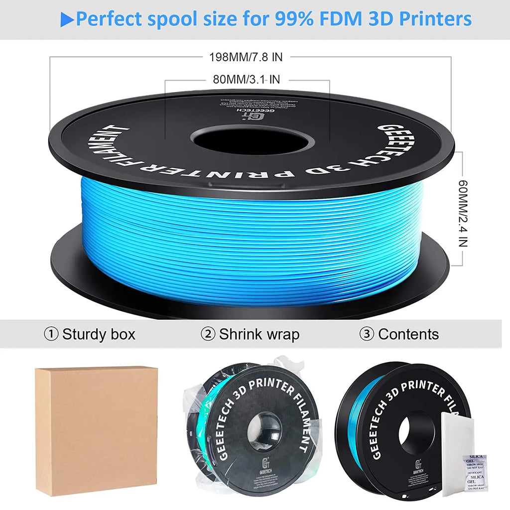 GEEETECH 1kg 1.75mm PLA/PETG/ABS+ 3D Printer Filament  Vacuum Packaging Overseas Warehouses A variety of Colors Fast Ship