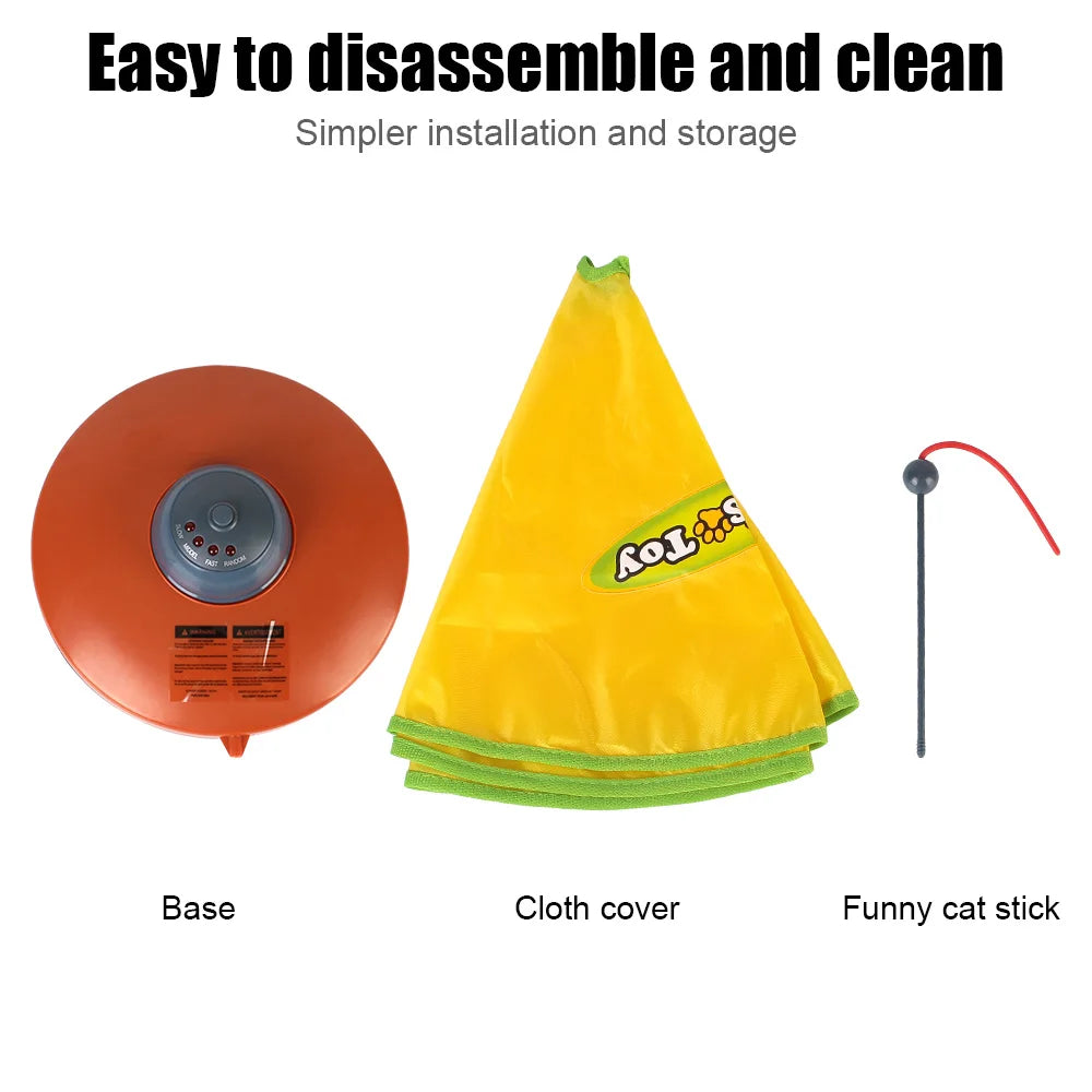 Motion Undercover Mouse Fabric Moving Feather Electric Cat Toy Plate Automatic 4 Speeds Interactive Pet Toy For Cat Kitty