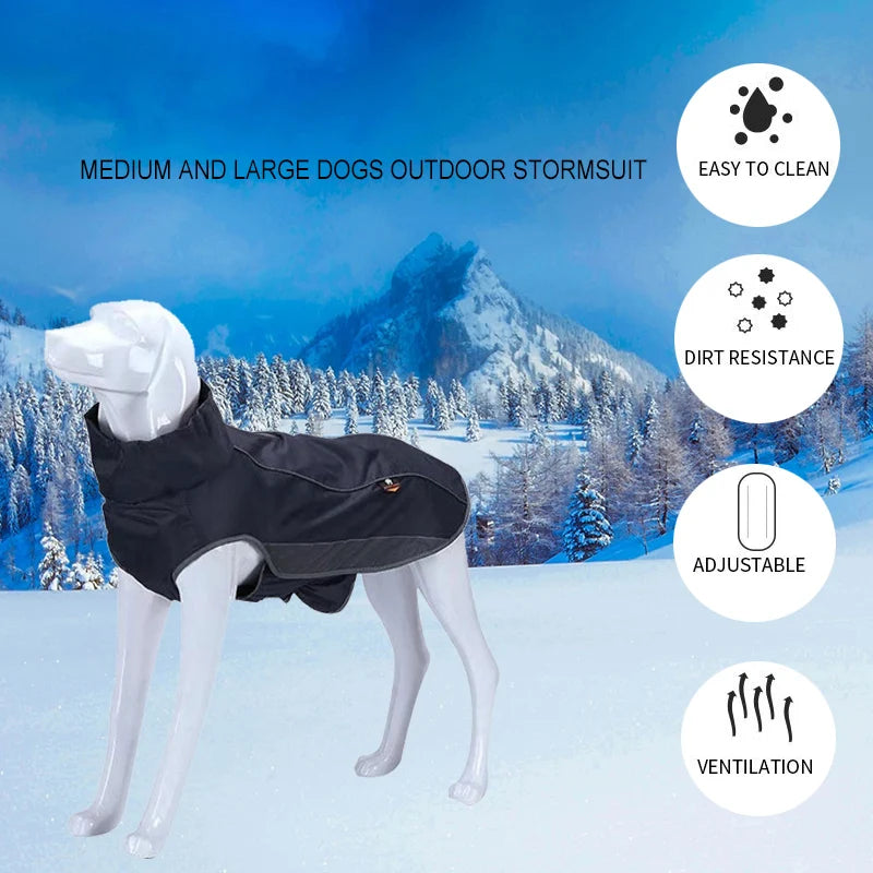 High Collar Big Dog Coat Jacket for Medium Large Dogs Winter Pet Clothes Labrador Shepherd Bulldog Raincoats mascotas Clothing