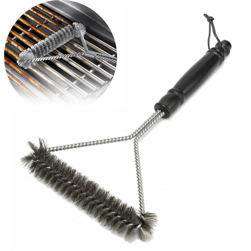 Barbecue Grill Cleaning Brush Stainless Steel Wire Bristles BBQ Brush Non-stick Cleaning Brush Kitchen Barbecue Accessories