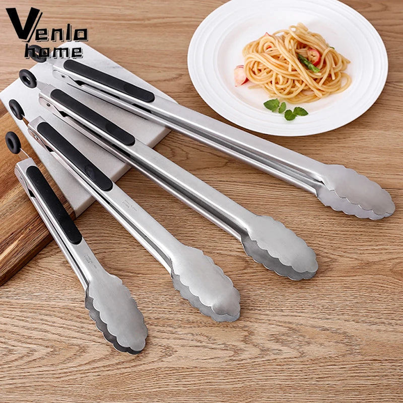 9/12/14/16 Inch BBQ Grilling Tong With Lock Stainless Steel Salad Bread Serving Tong Non-Stick BQ Tong Utensil Cooking Clip New