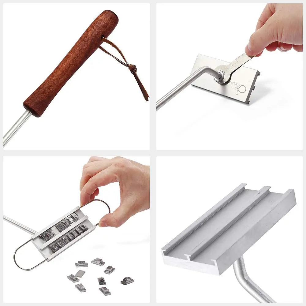 LMETJMA BBQ Meat Branding Iron with Changeable Letters Personalized Barbecue Grilling Meat Steak Names Marking Stamp Tool KC0299