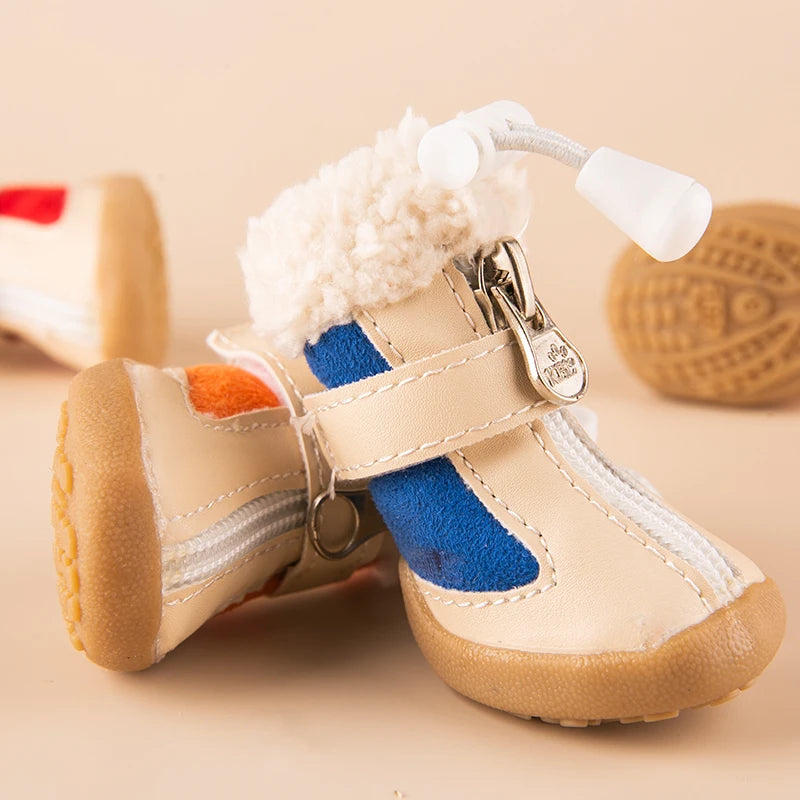 4pcs/set Elastic Winter Pet Dog Shoes Anti-slip Velvet Thickening Warmer Small Comfort Boots  Puppy Animal Chihuahua Yorkshire