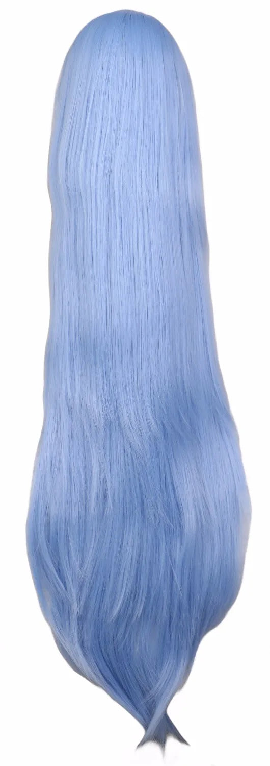 SuQ Women Men Long Straight Cosplay Wig Party Light Blue 40'' 100 Cm Heat Resistant Synthetic Hair Wigs