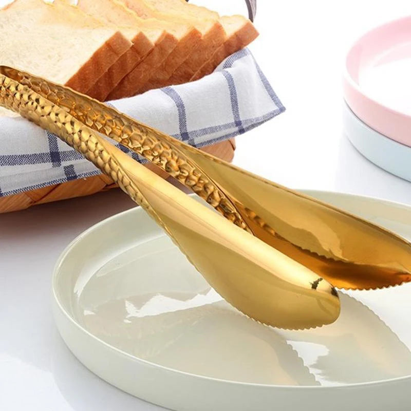Gold Bread Clip Rose Golden Food Tongs Black Barbecue Buffet Salad Steak  Clever Tong Bar Serving Clamp Kitchen Accessories 20cm
