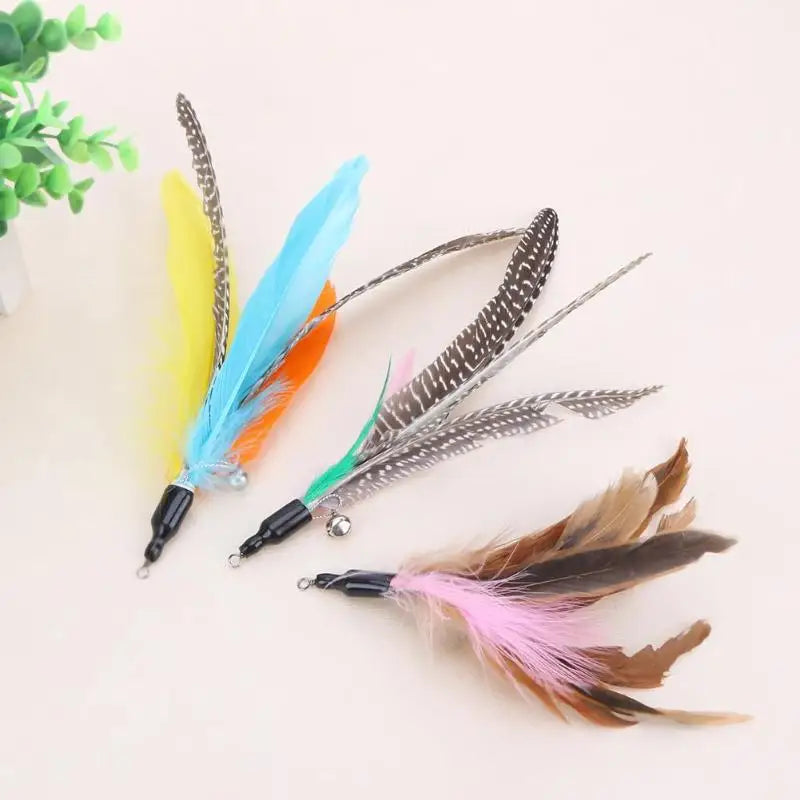 5-30 Pcs/Lot Random Colorful Cat Toys Feather Replacement Head Interactive Play Training Feather Refill Cat Wand Pet Products