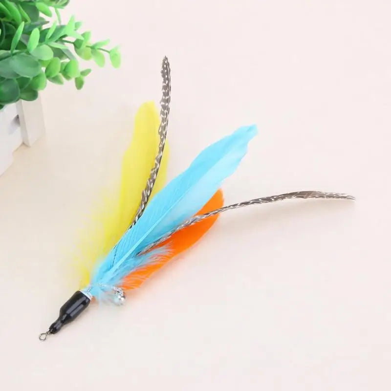 5-30 Pcs/Lot Random Colorful Cat Toys Feather Replacement Head Interactive Play Training Feather Refill Cat Wand Pet Products