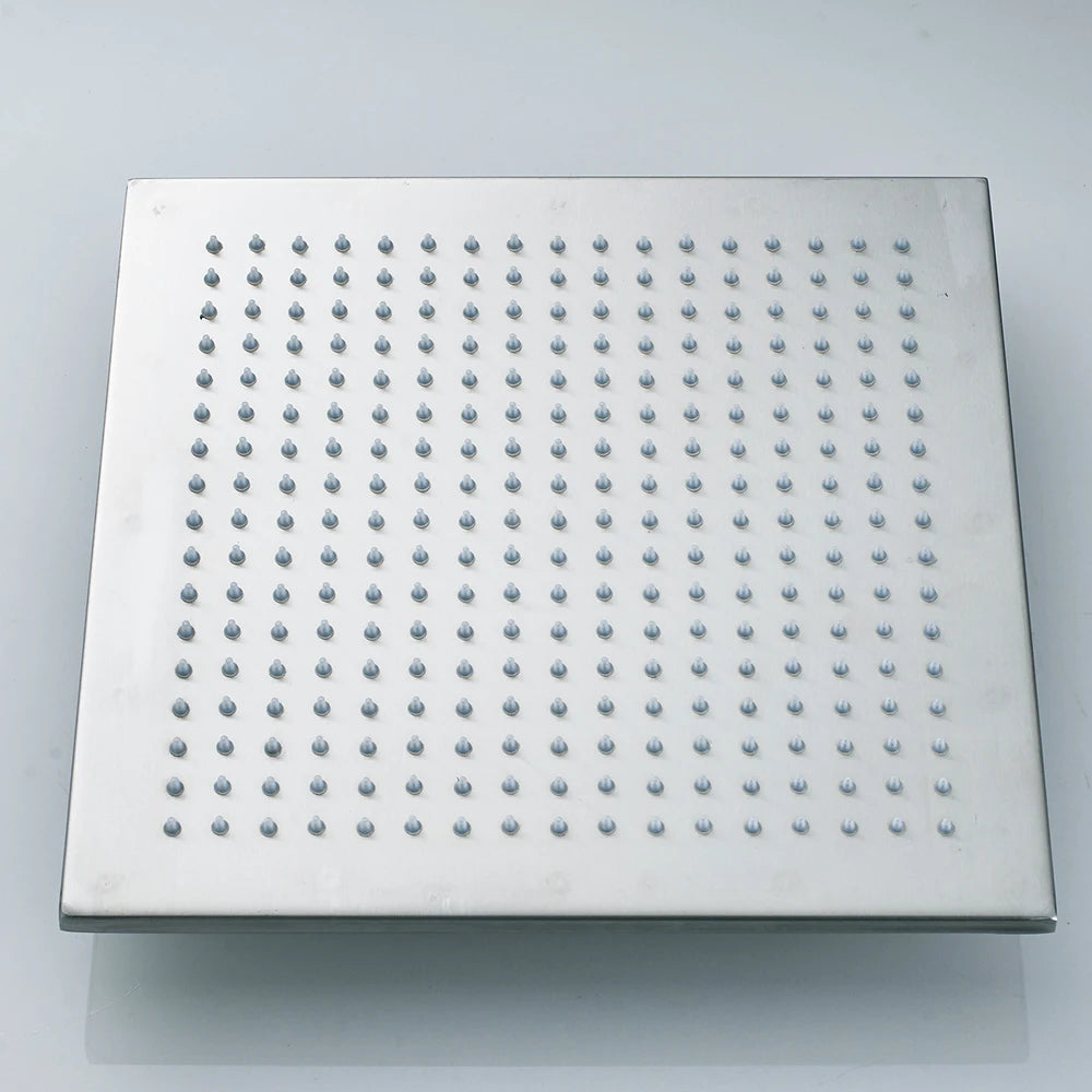 Matte Black 16 inch Rainfall shower head Brass square led light shower faucet head 40cm Brass Rainfall Shower Head