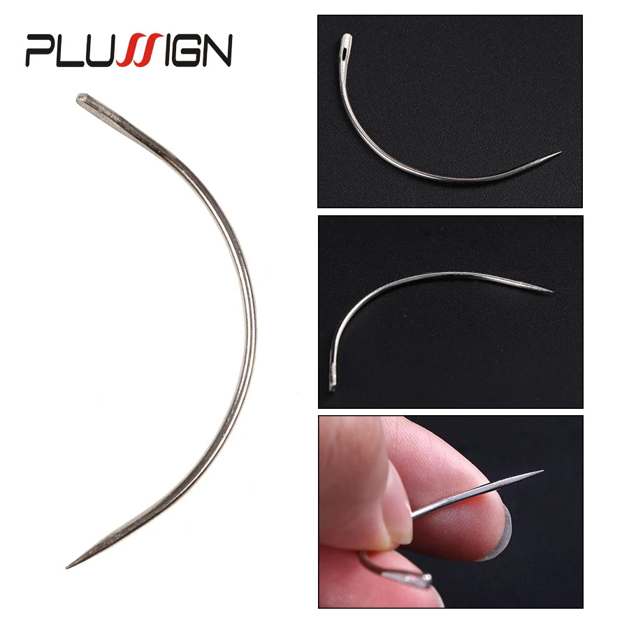Plussign 12Pcs/Lot Stainless Steel Curved Needles C Type Wig Making Needles Making Lace Wig Hair Necessary Accessories Tools