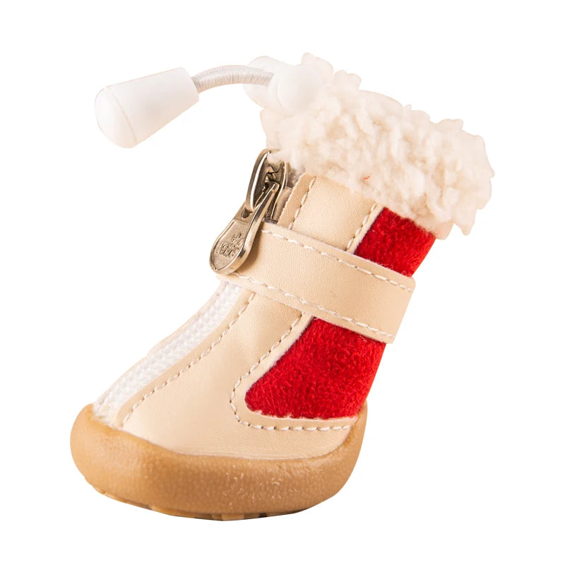 4pcs/set Elastic Winter Pet Dog Shoes Anti-slip Velvet Thickening Warmer Small Comfort Boots  Puppy Animal Chihuahua Yorkshire