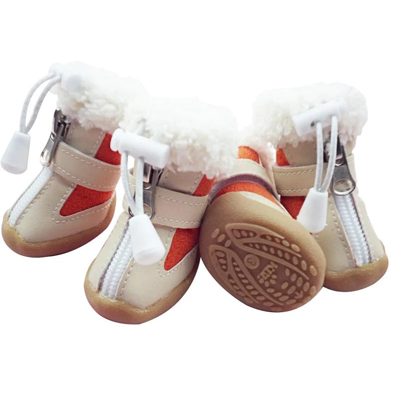 4pcs/set Elastic Winter Pet Dog Shoes Anti-slip Velvet Thickening Warmer Small Comfort Boots  Puppy Animal Chihuahua Yorkshire