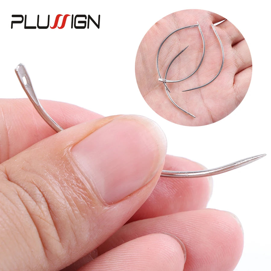 Plussign 12Pcs/Lot Stainless Steel Curved Needles C Type Wig Making Needles Making Lace Wig Hair Necessary Accessories Tools