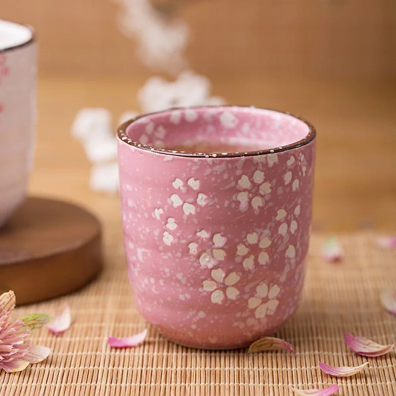 Ceramic Sakura Underglaze Kung Fu Tea Set Drinking Tea Cup Single Household Porcelain Cup Water Cup Tea Cup