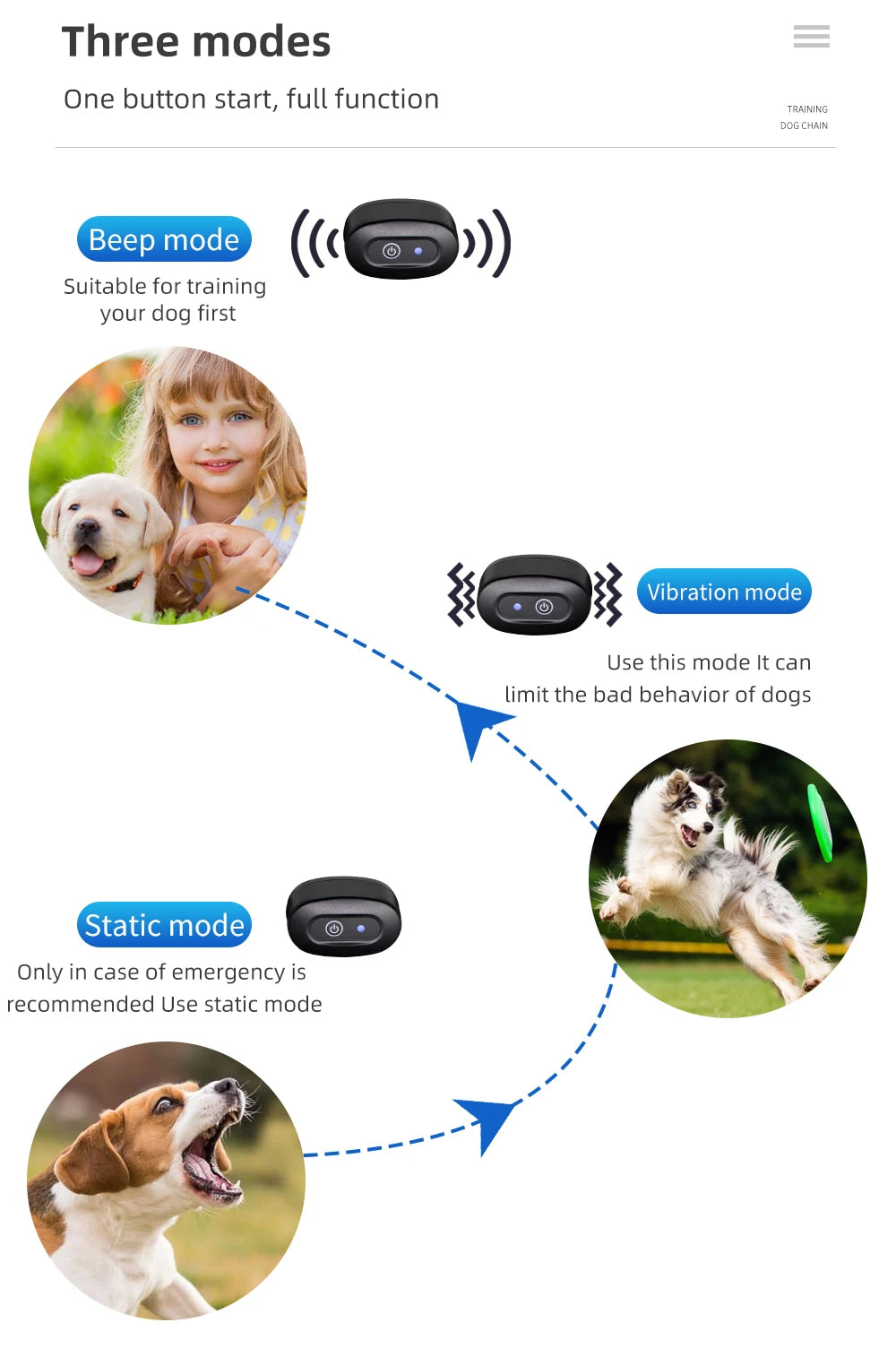 800m Dog Training Collar T-600 Waterproof Electric Pet Remote Control Rechargeable Bark Stop Receiver for All Sizes of Dogs