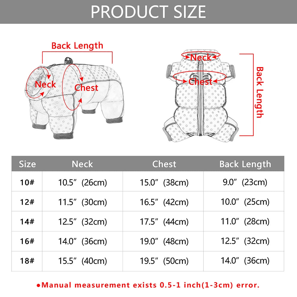 Waterproof Warm Dog Clothes Winter Clothes For Small Medium Large Dogs Pet Puppy Jacket Dog Coat Chihuahua Pug Jumpsuit Clothing