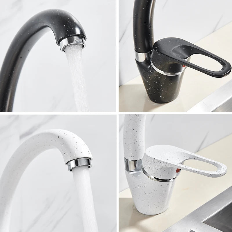 Rozin Beige Brass Kitchen Faucets 3 color 360 Rotated Swivel Spout Kitchen sink Crane Single handle Cold Hot Water Mixer Tap