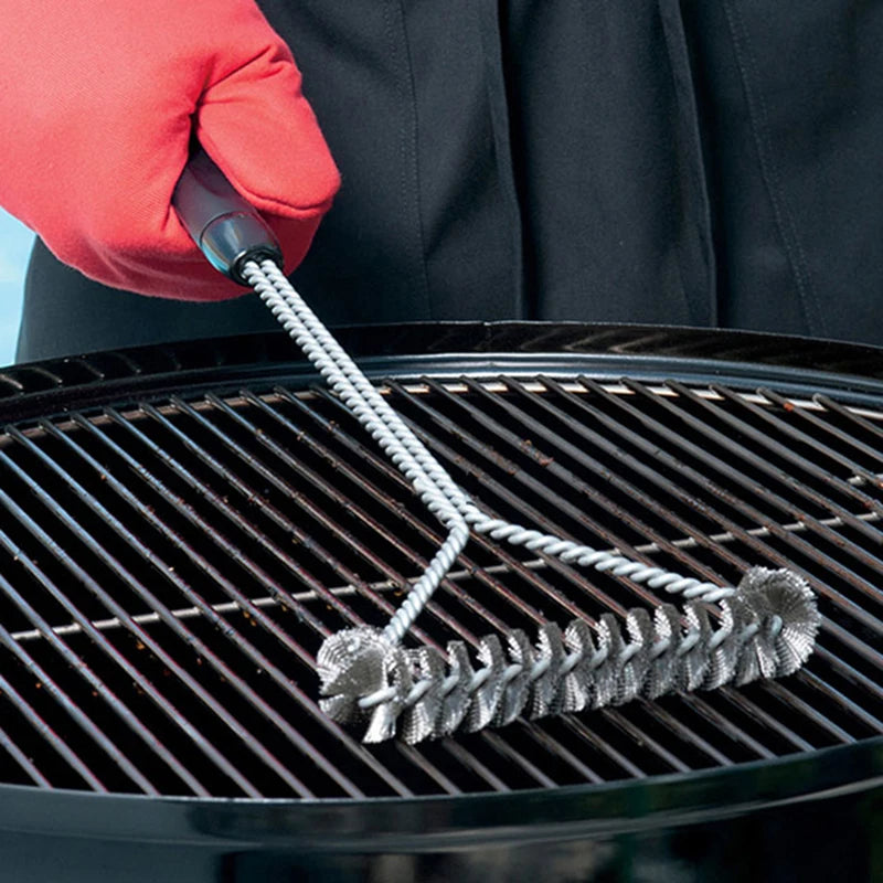 Barbecue Grill Cleaning Brush Stainless Steel Wire Bristles BBQ Brush Non-stick Cleaning Brush Kitchen Barbecue Accessories