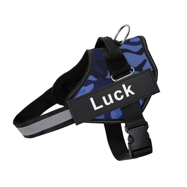 Dog Harness Vest ID Patch Customized Reflective Breathable Adjustable Pet Harness For Dog NO PULL Pet Outdoor Harness