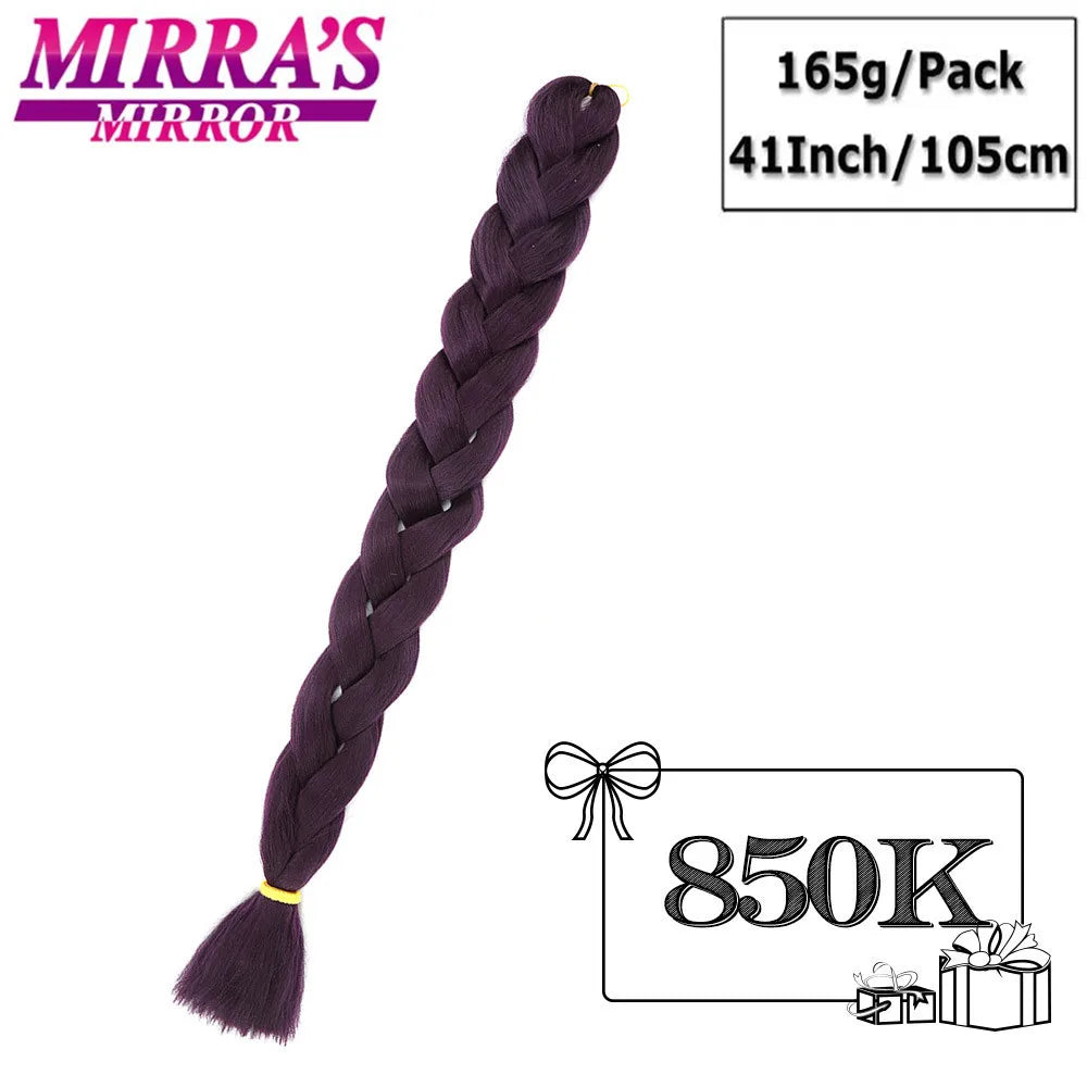 41 Inch Long Jumbo Braiding Hair Purple Synthetic Braids Hair Extensions Pink Blue Ombre Hair For Box Braid Support Wholesale