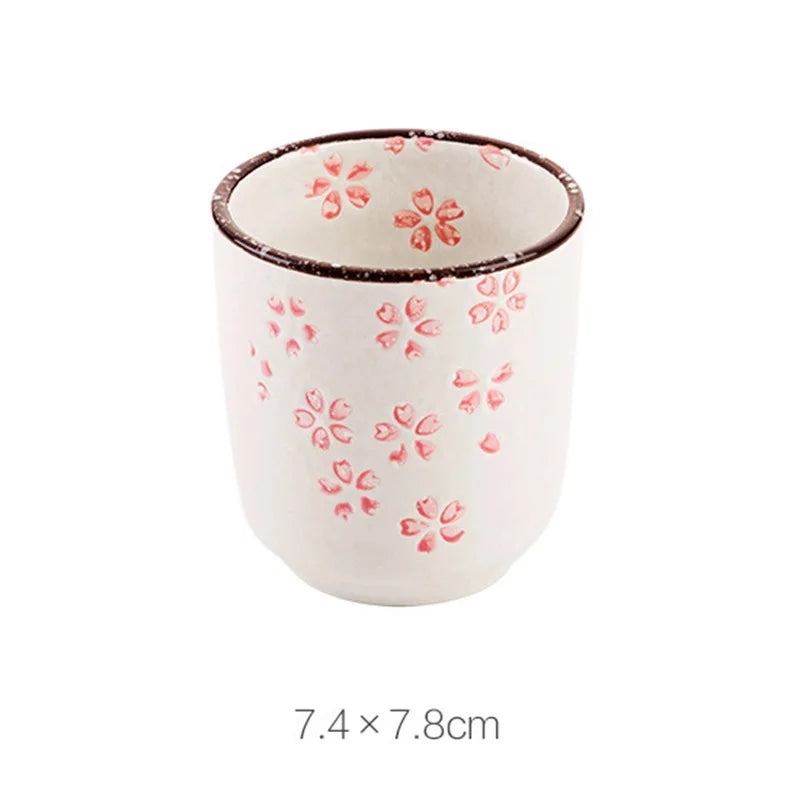 Ceramic Sakura Underglaze Kung Fu Tea Set Drinking Tea Cup Single Household Porcelain Cup Water Cup Tea Cup