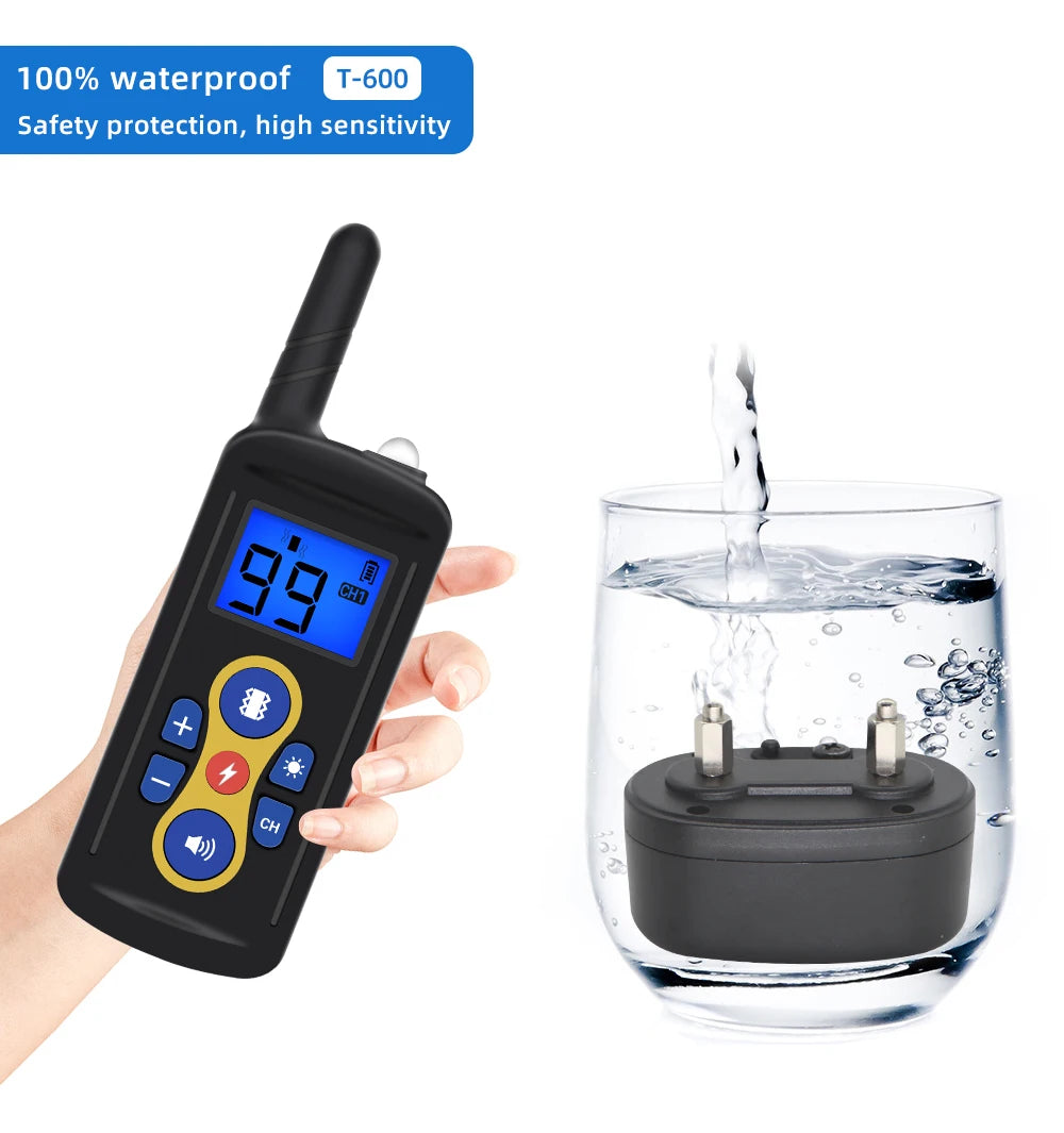800m Dog Training Collar T-600 Waterproof Electric Pet Remote Control Rechargeable Bark Stop Receiver for All Sizes of Dogs