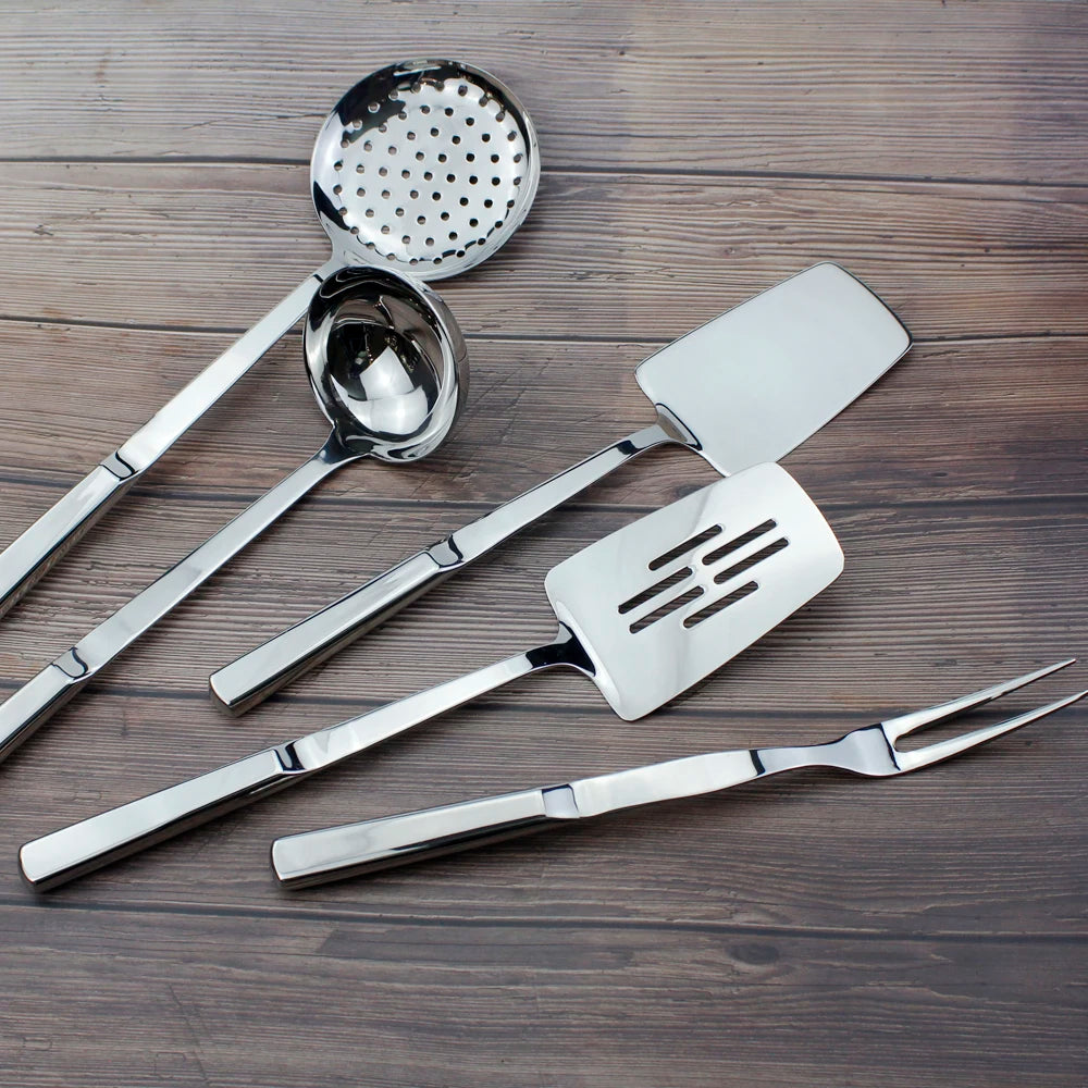 Recommended Cooking Utensils 18/8 Stainless Steel Plump Handle Perfect Mirror Polish Kitchenware Ladle/Spatula/Skimmer Cookware