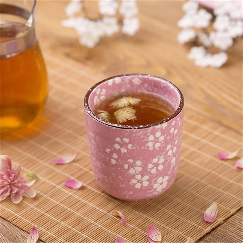 Ceramic Sakura Underglaze Kung Fu Tea Set Drinking Tea Cup Single Household Porcelain Cup Water Cup Tea Cup