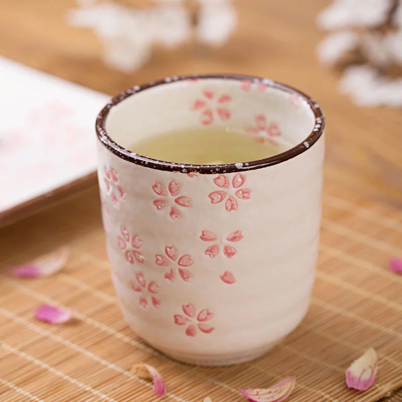 Ceramic Sakura Underglaze Kung Fu Tea Set Drinking Tea Cup Single Household Porcelain Cup Water Cup Tea Cup