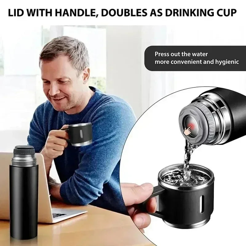 304 Stainless 500ml Steel Vacuum Insulated Water Bottle Portable Coffee Bottle Office Gift Set Business Style Travel Thermal Mug