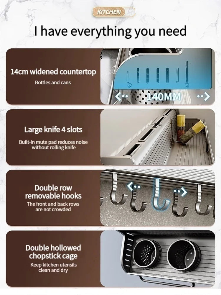 Kitchen Spice Storage Knives Holder Knife Stand Spice Rack Organizer Knives Holder Spoon and Chopsticks Rest Hanging Organizers