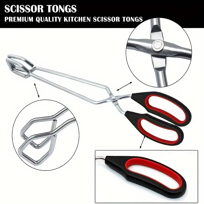 1/3pc Barbecue Scissor Tongs Long Handle Grilled Charcoal Food Tong  Multifunctional Food Clip Bread Metal BBQ Baking Clips