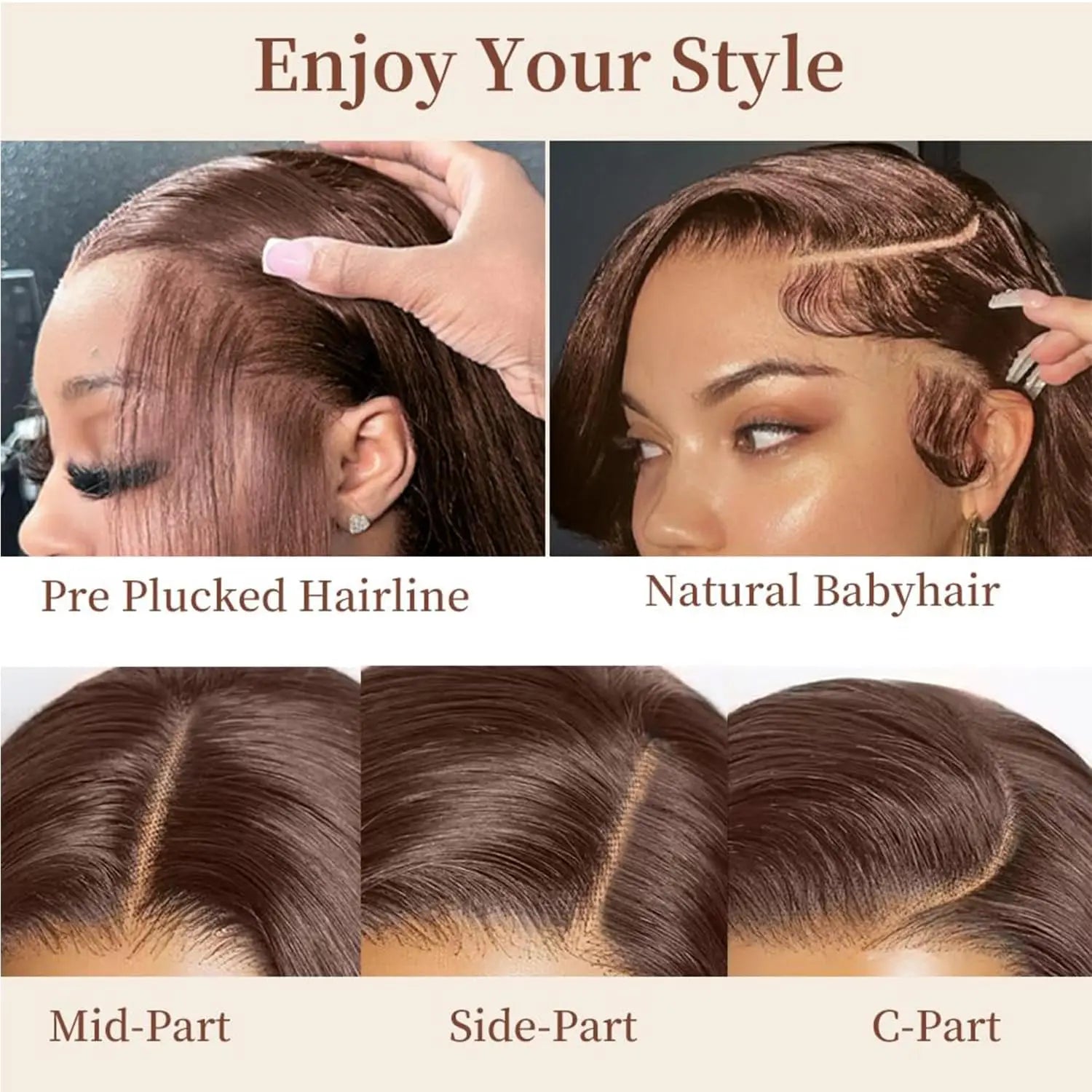 Chocolate Brown Bone Straight Lace Front Wigs Human Hair For Women30 Inch  200% Density 13x6 HD Lace Frontal Wig Human Hair Wig