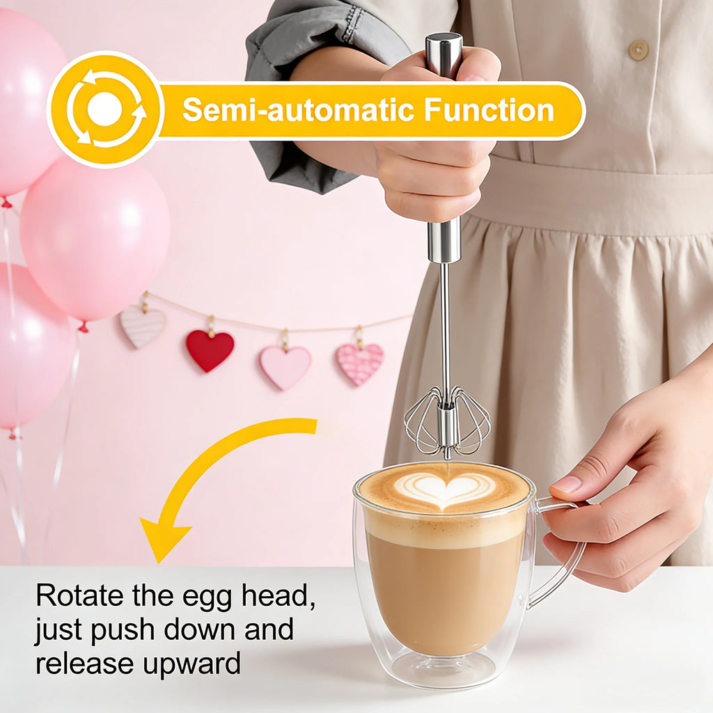 1-Second Mini Whisker, One Press Handheld Milk Frother &Egg Beater,Perfect Valentine's Day Gift for Home Bakers & Coffee Lovers