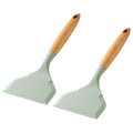 2Pcs Silicone Spatula Wide Mouth Tamagoyaki Shovel Beef Non-Stick Wooden Handle Meat Egg Frying Cooking Tool Kitchen Gadgets