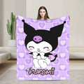 Kuromi Cute Cartoon Blanket Fleece Decoration  Portable Super Warm Throw Blanket for Home Outdoor Quilt