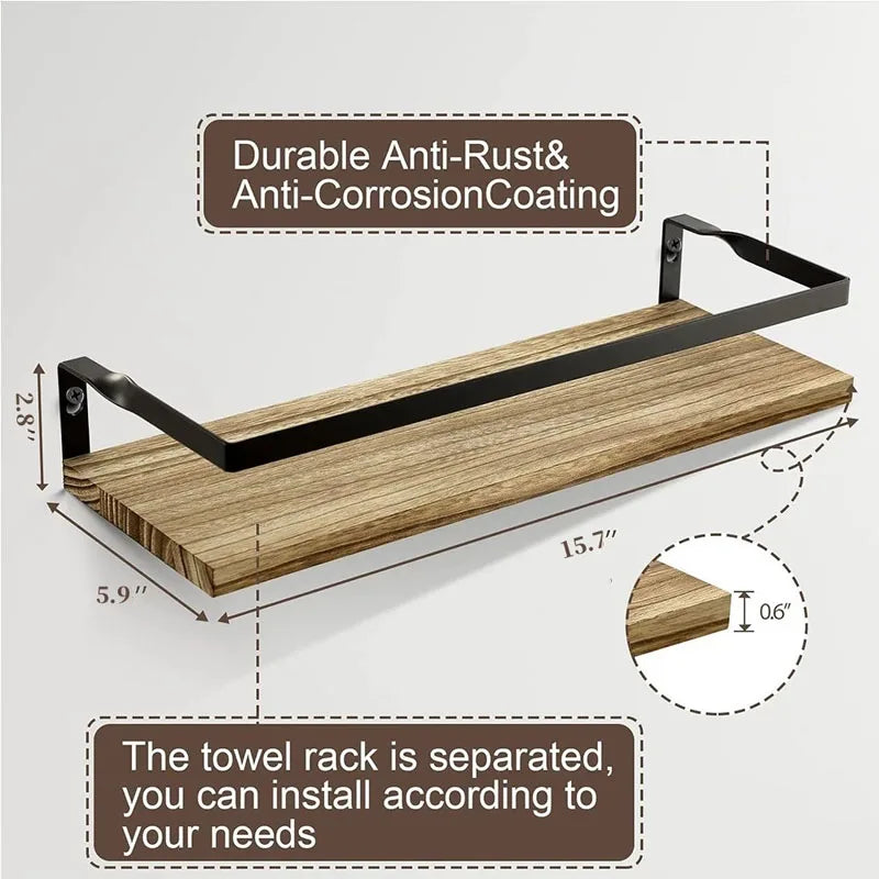 Bathroom supplies kitchen solid wood drilling storage rack floating wall rack accessories storage cabinet hardware accessories