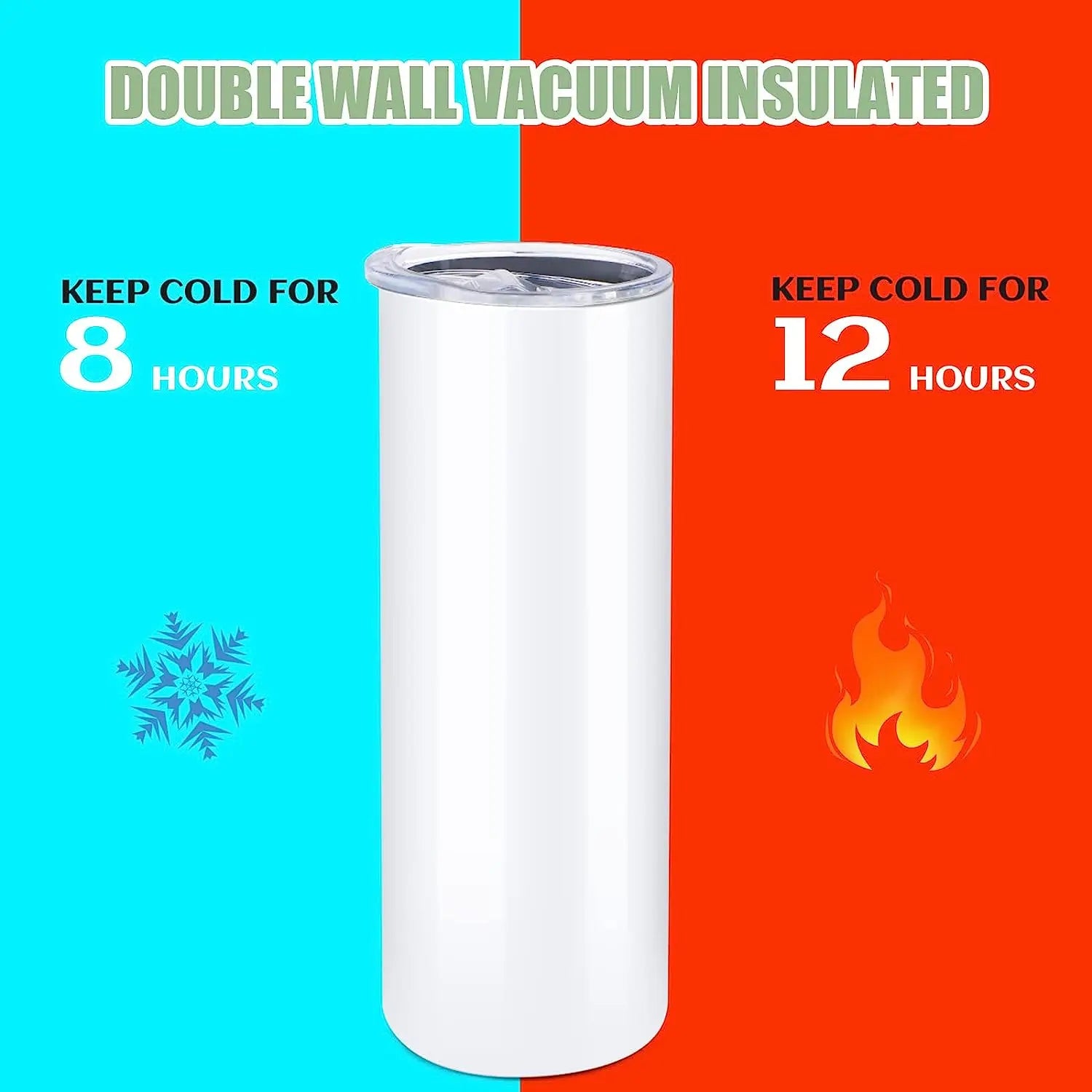 HTVRONT 8pcs Stainless 20 OZ Sublimation Tumblers Skinny Straight Sublimate Tumbler Blank DIY Mugs Cups with Sublimation Papers