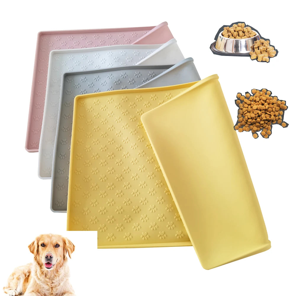 Silicone Pet Food Mat Dog Cat Clacemat For Puppy Bowl Pad Dogs Cats Waterproof Feeding Mat Non-slip Pet Excrement Pads winter