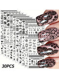 30 retro black and white nail stickers Egypt Egyptian cat nail stickers 3 sets of nail decorative stickers are suitable for nail