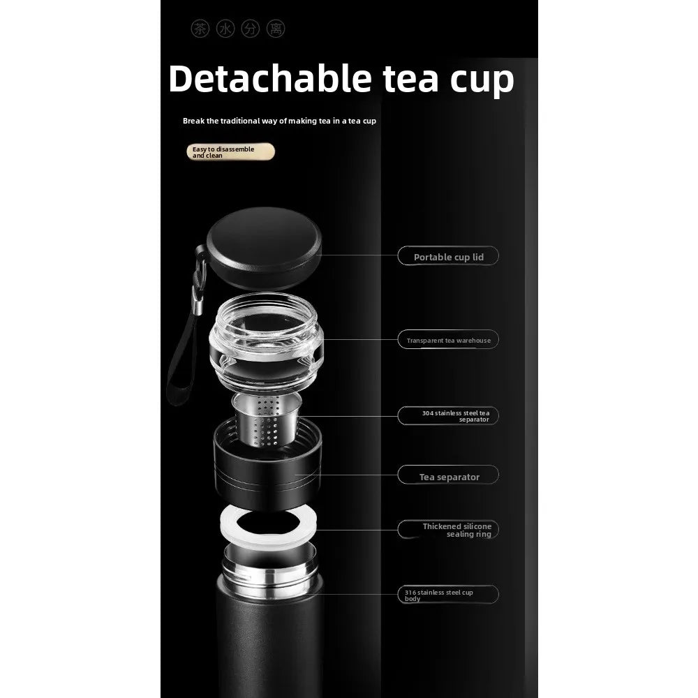 Multi-functional outdoor tea-water separation insulated cup, 316 stainless steel water cup, household thickened cup, tea cup