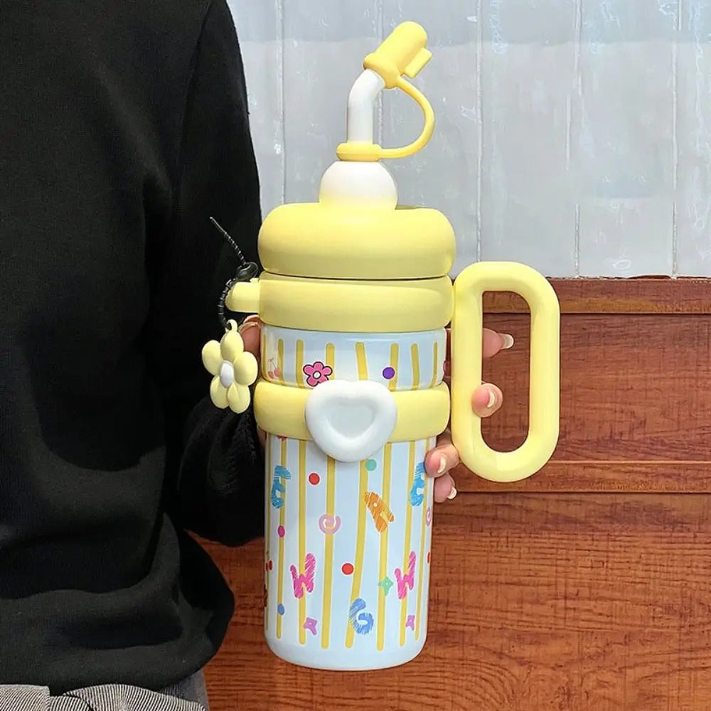 920ML Insulated Thermos with Handle Stainless Steel Thermos Coffee Cup Handheld Large Capacity Sports Water Kettle Car Cups